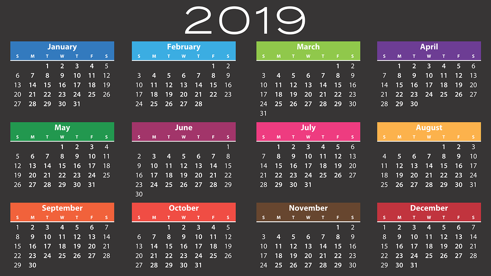 2019 calendar
