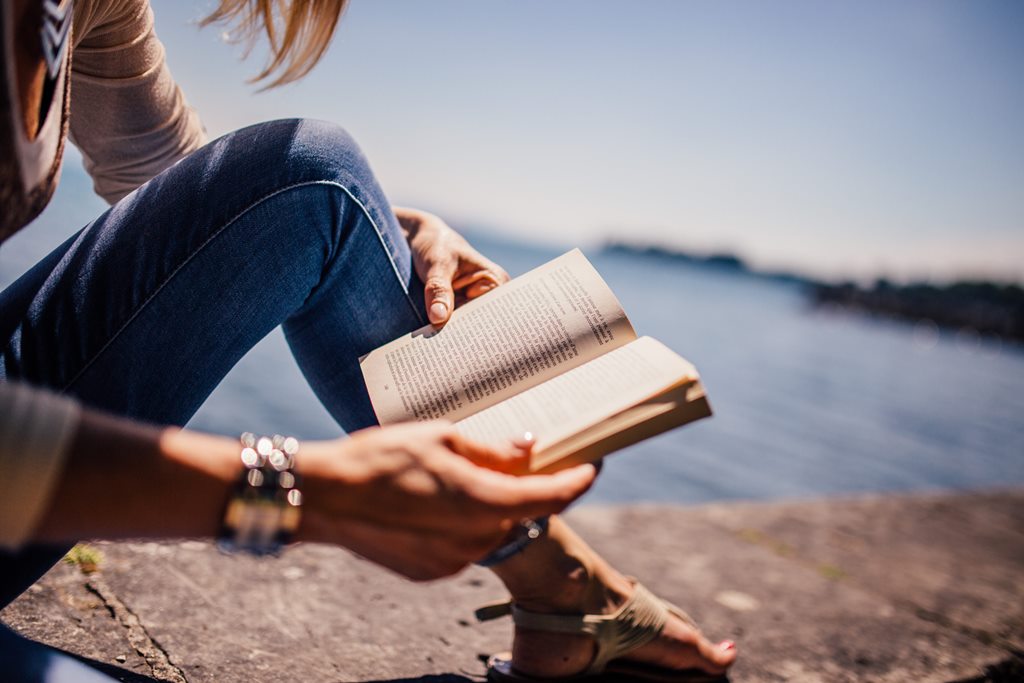 enjoying a book